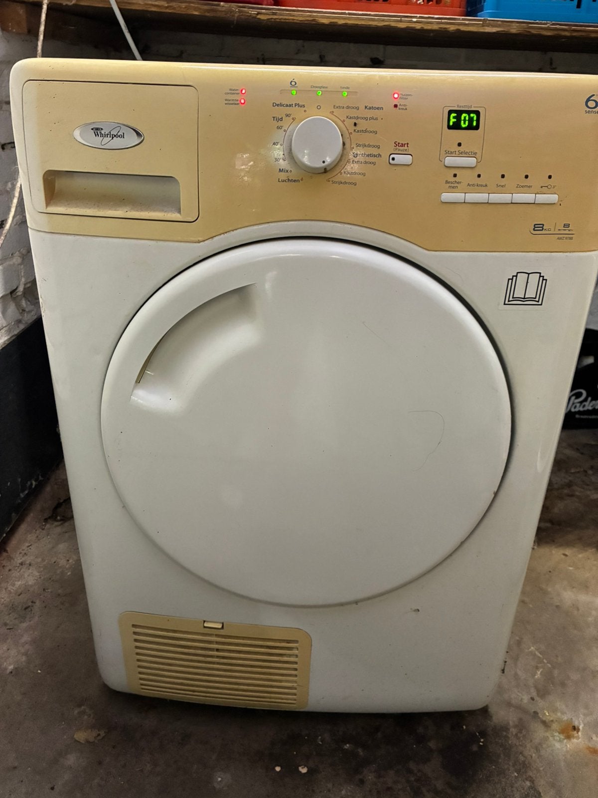 Whirlpool droger, Ophalen, Niet werkend, Voorlader