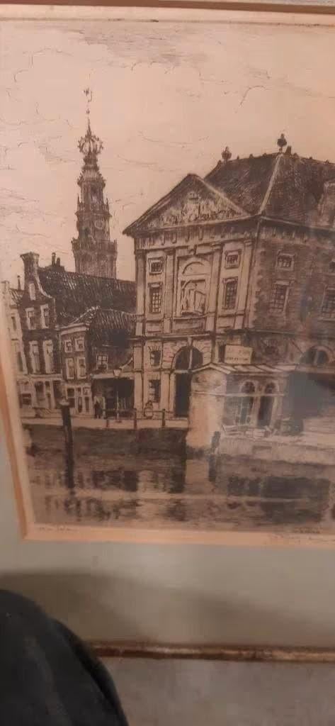 Ets van Leiden, gesigneerd, Ophalen of Verzenden
