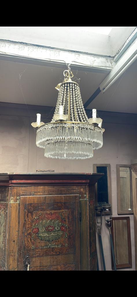 Mooie antieke kristallen kroonluchter, Huis en Inrichting, Ophalen of Verzenden, Gebruikt