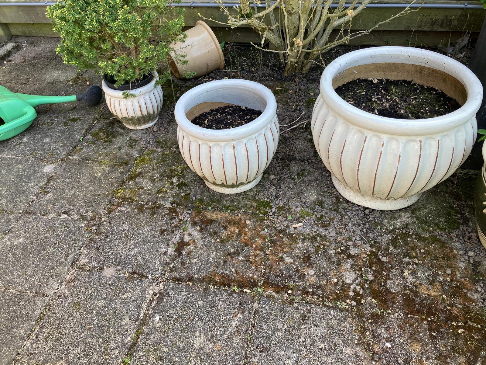 Terraspotten bloempotten set van 3, Tuin en Terras, Ophalen, Rond, Zo goed als nieuw, Aardewerk