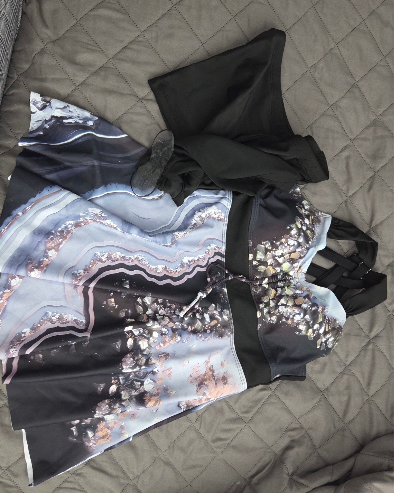 Shein 2-delige tankini / zwemjurk met marmerprint NIEUW, Overige typen, Meerkleurig, Nieuw, Ophalen of Verzenden