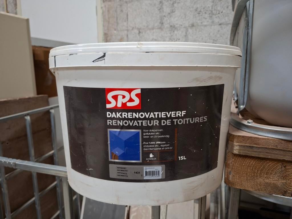 SPS Dakrenovatieverf Antraciet 15L - Nieuw, Ophalen, Nieuw, Wit