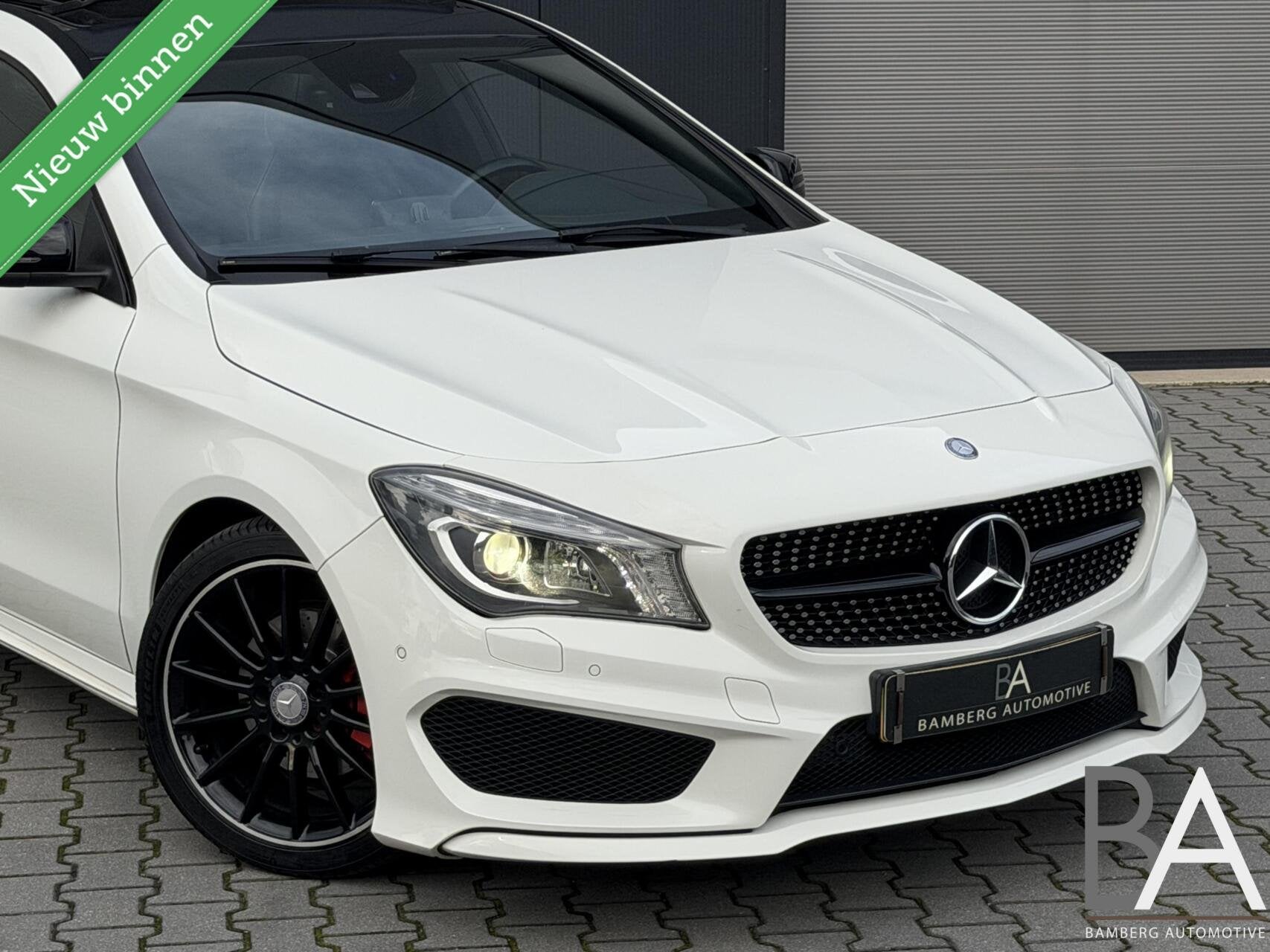 Mercedes CLA-klasse 200 AMG |pano| trekhaak| leder| cruise, Gebruikt, Euro 6, Wit, Bedrijf