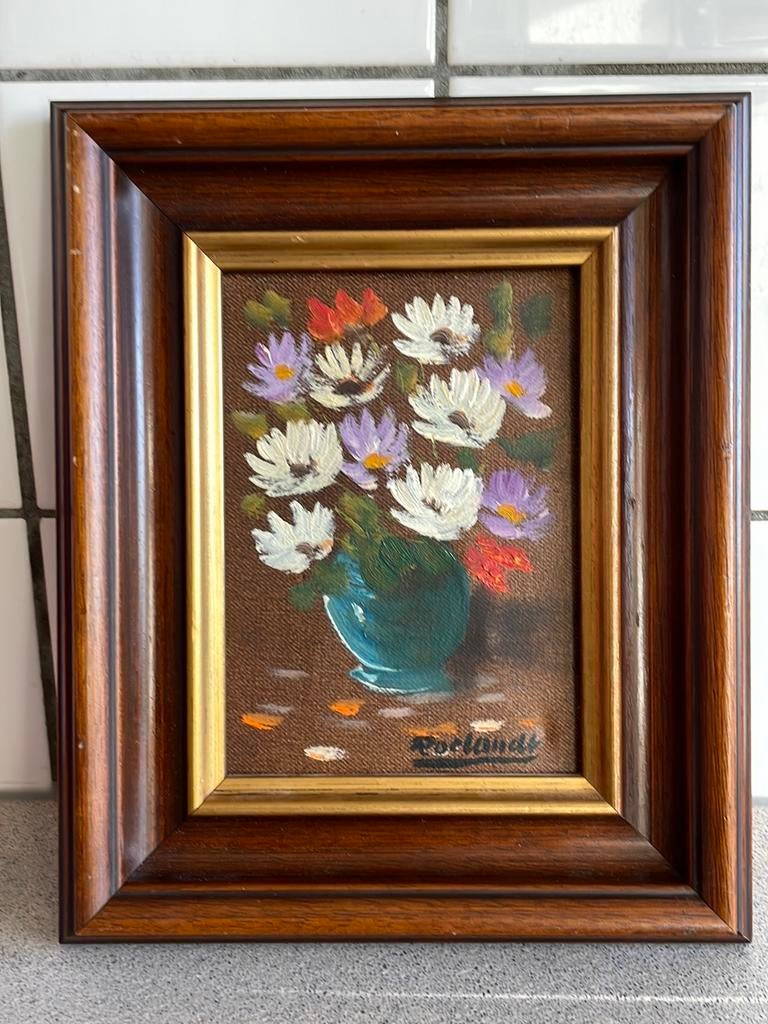 Prachtig schilderij Roelandt vaas met bloemen, Ophalen of Verzenden