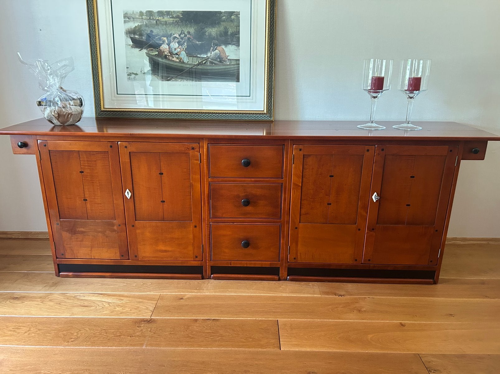 Schuitema Shakerstyle dressoir kersenhout, Ophalen, Zo goed als nieuw, 200 cm of meer, Kersenhout