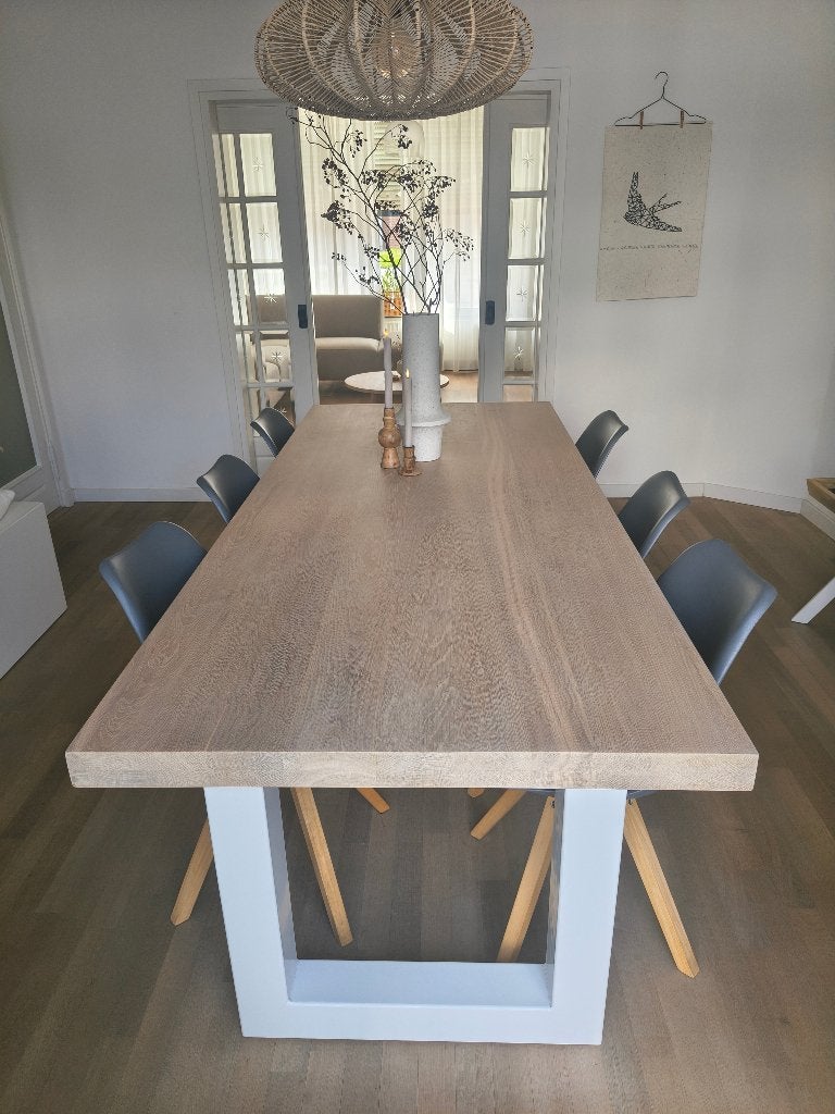 Eiken eetkamertafel 225 cm * 97 cm, Ophalen, 200 cm of meer, 50 tot 100 cm, Zo goed als nieuw