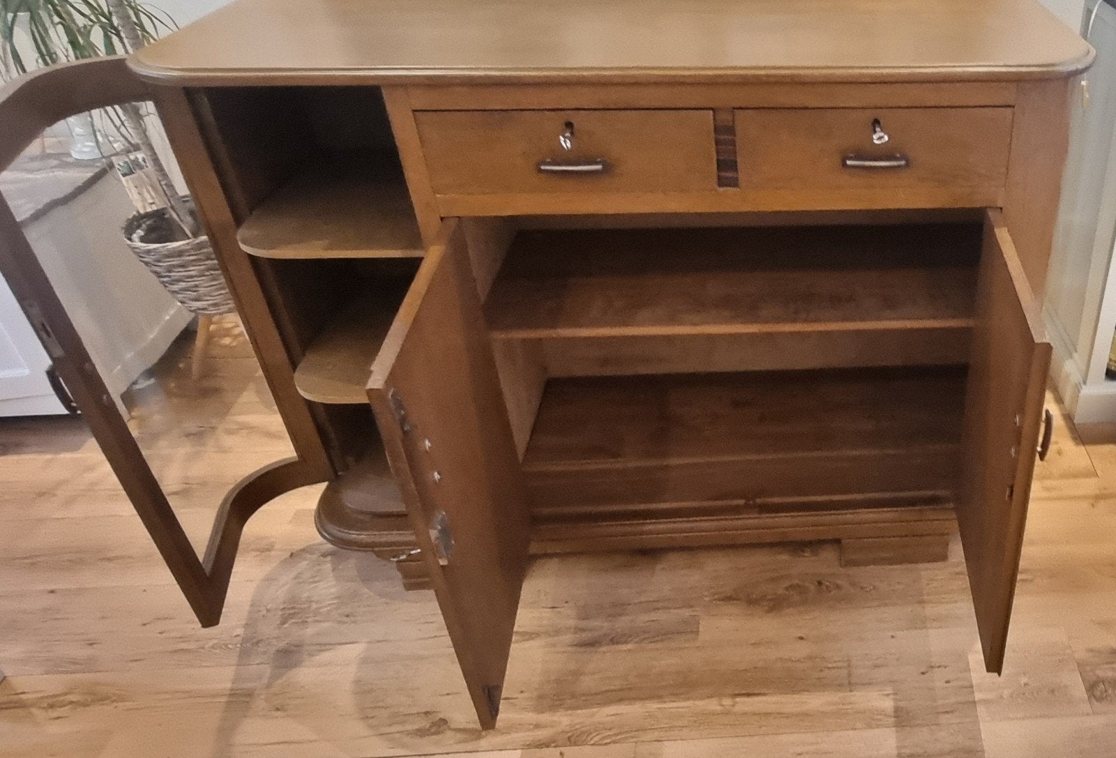 Vintage Art Deco Buffetkastje / Dressoir met Vitrine, Ophalen