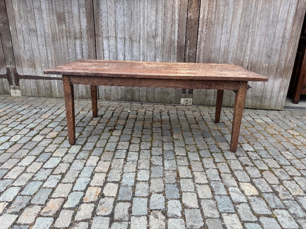 hele grote tafel 200 x 95 cm. Groot  degelijk met enorme la, Eikenhout, 200 cm of meer, 50 tot 100 cm, Zo goed als nieuw