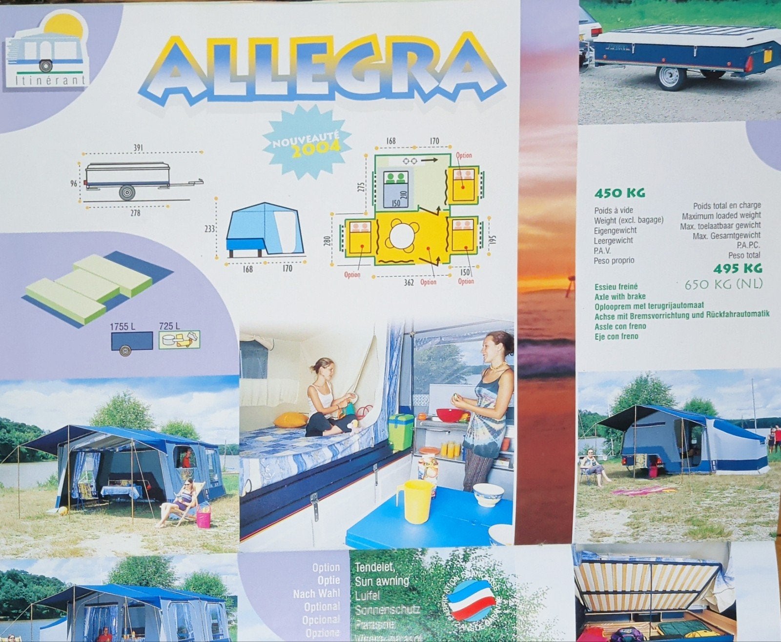 Raclet Allegra vouwwagen - Compact en compleet, Caravans en Kamperen, Vouwwagens, Ophalen, Blauw, Raclet, Aanwezig