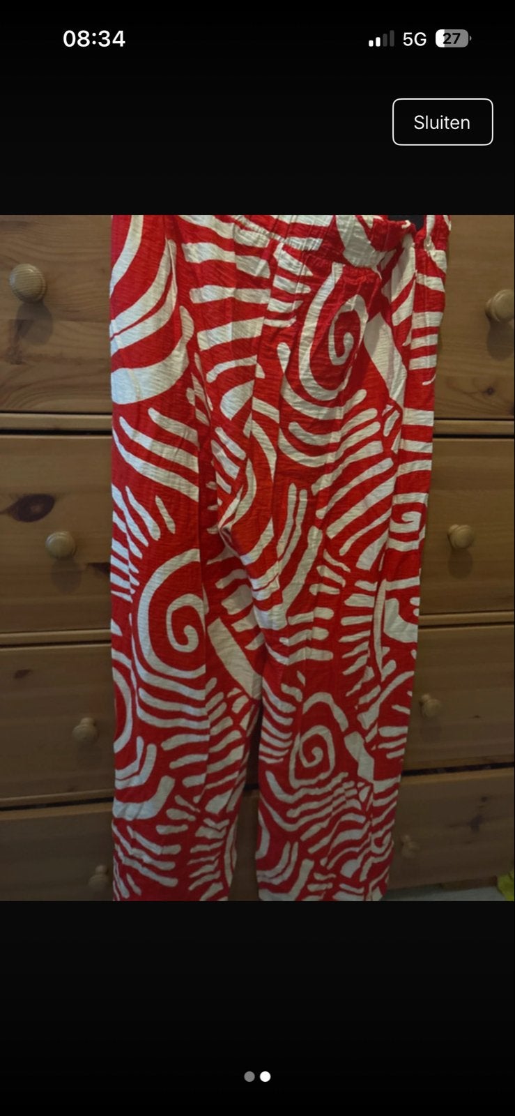 Primark broek maat M rood met wit patroon, Verzenden, Gedragen, Maat 38/40 (M), Rood