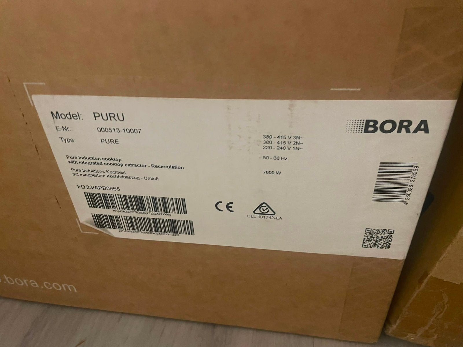 BORA PURU, Ophalen, Nieuw, 4 kookzones, Inbouw