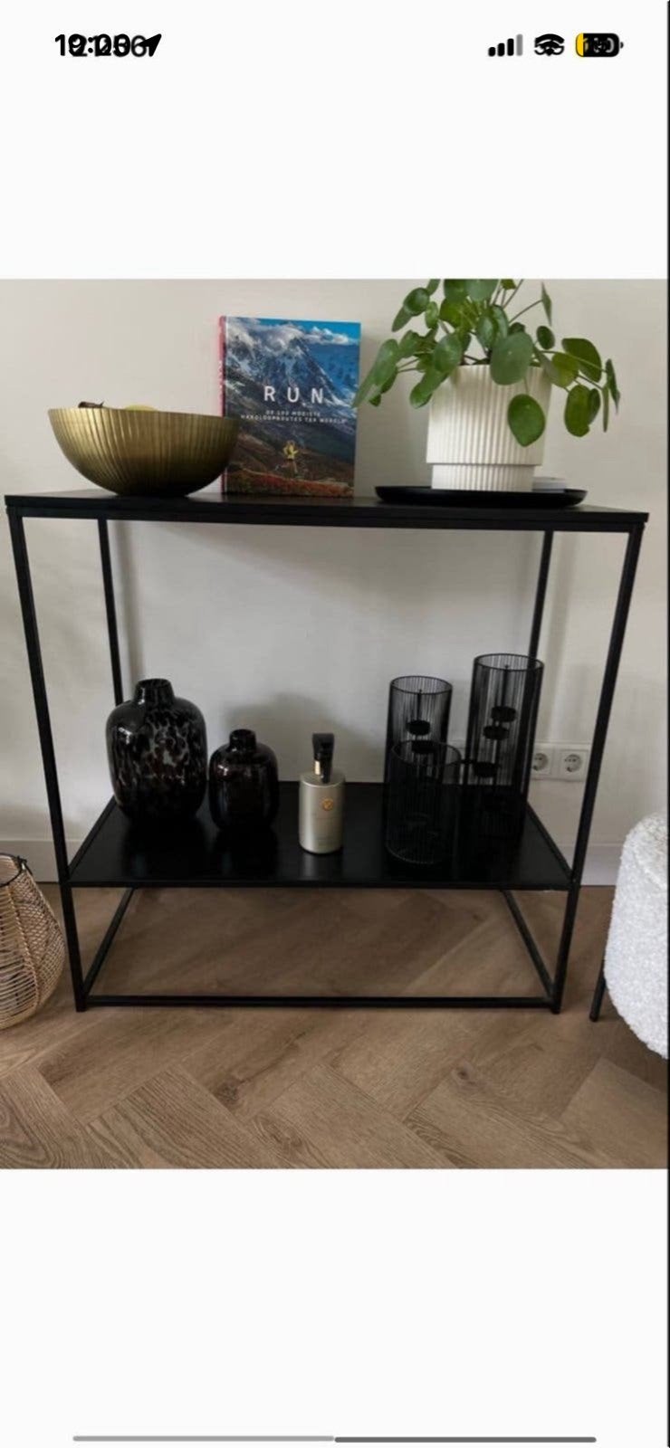Zwarte sidetable met strak design (80x36x80 cm), Ophalen, Gebruikt, 50 tot 100 cm, Metaal