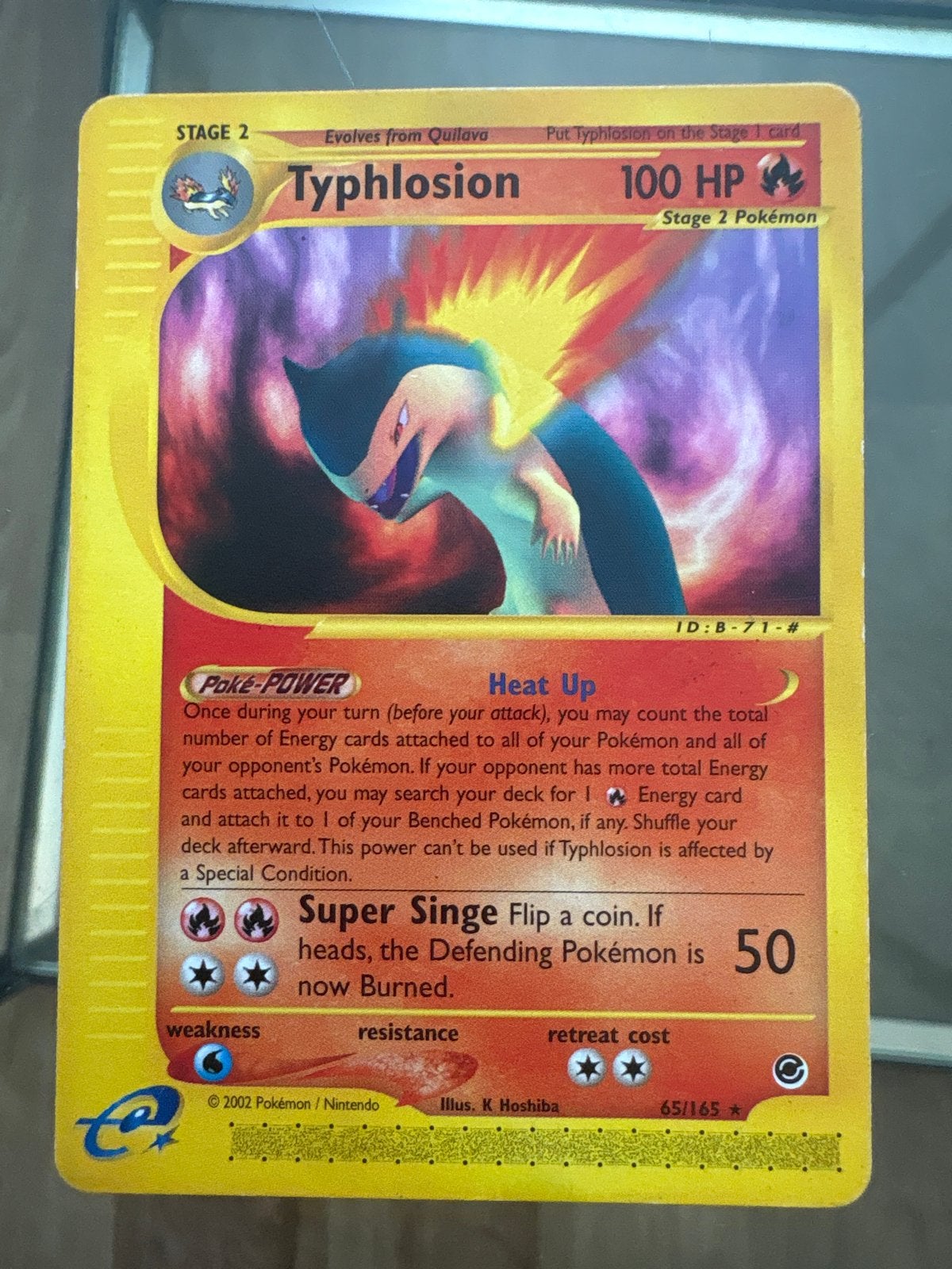 Pokémon Typhlosion 65/165 Expedition Base Set, Ophalen of Verzenden, Gebruikt, Losse kaart, Foil