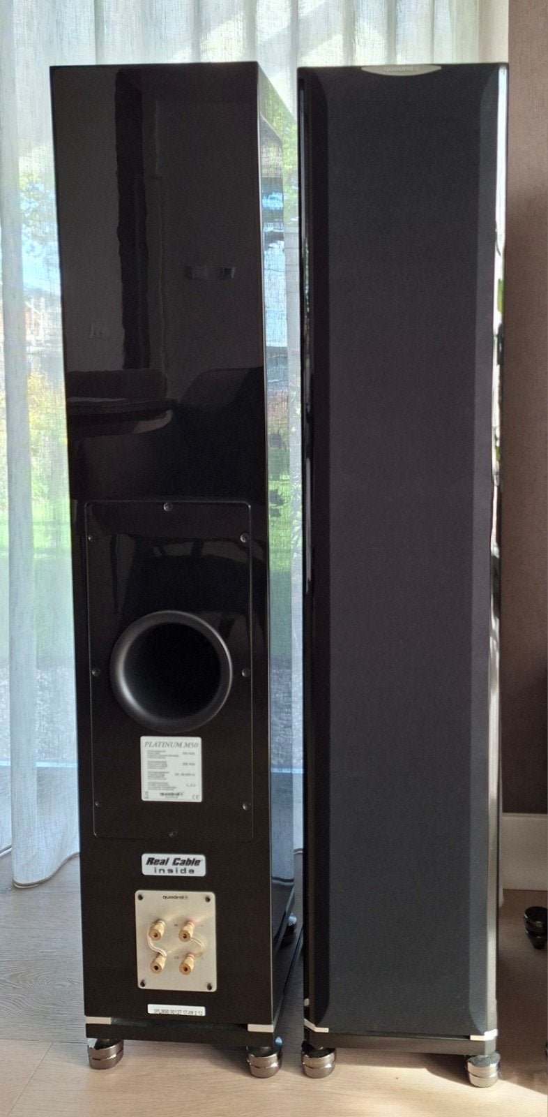 Quadral Platinum M50 hoogglans zwart, Vloerstaande luidspreker, Zo goed als nieuw, Basreflex, Ophalen