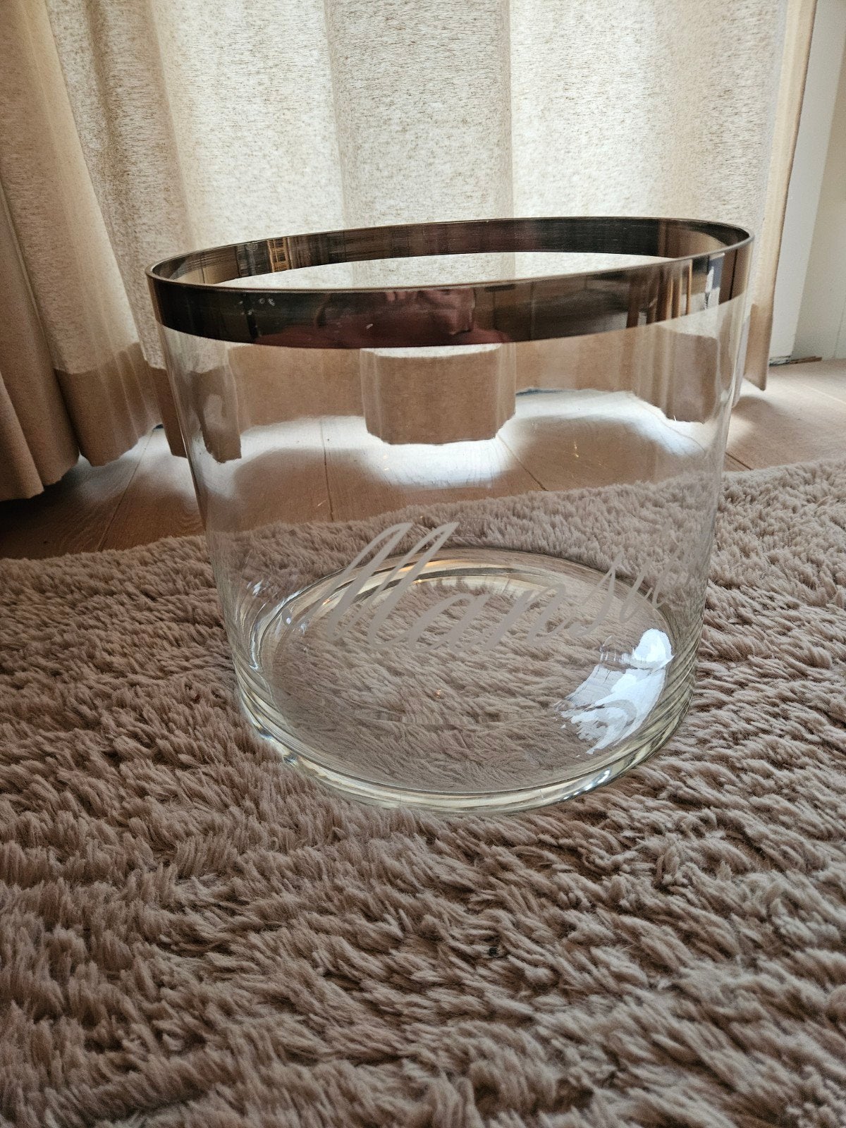 Grote glazen windlicht / vaas, Huis en Inrichting, Woonaccessoires | Vazen, Ophalen, Gebruikt, Overige kleuren, Glas