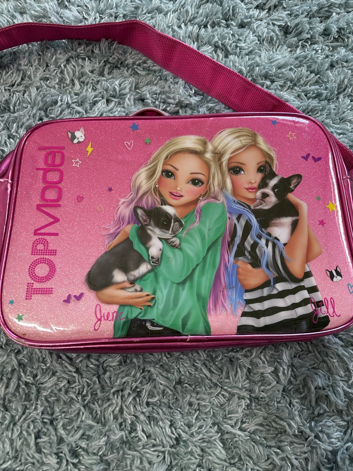 TopModel Schoudertasje Roze met Glitter en Hondenprint, Ophalen, Gebruikt, Roze