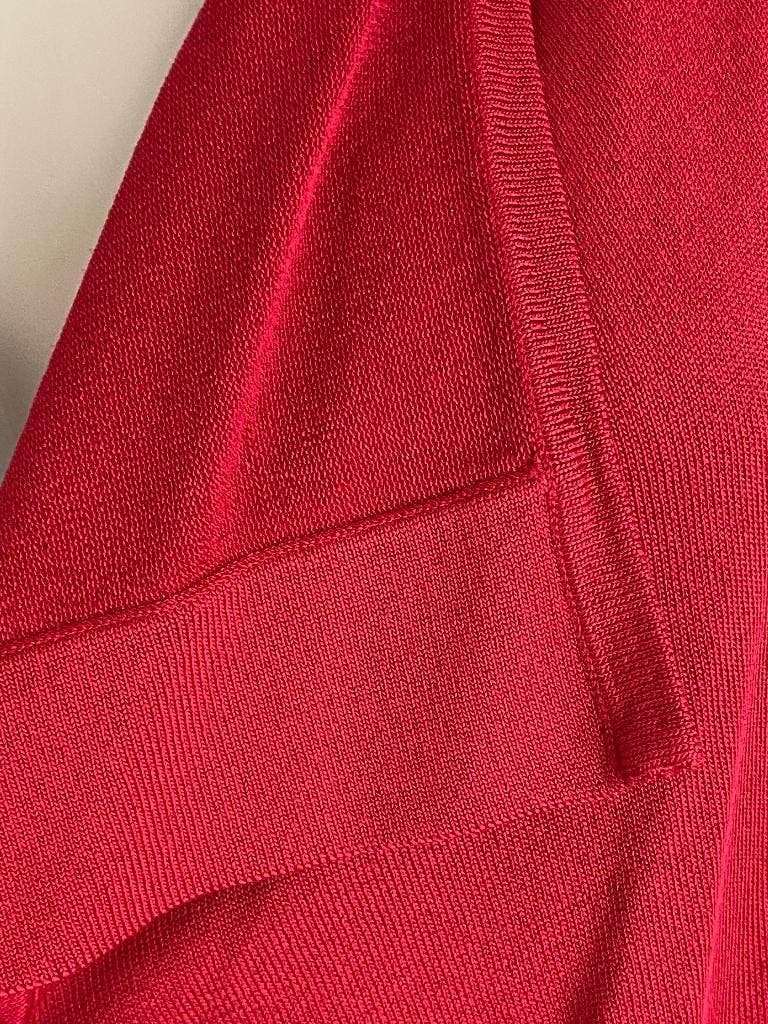 K181 Kyra & Ko maat 42=L rood lang fijn-gebreid vest vestje, Kleding | Dames, Maat 42/44 (L), Ophalen of Verzenden, Zo goed als nieuw