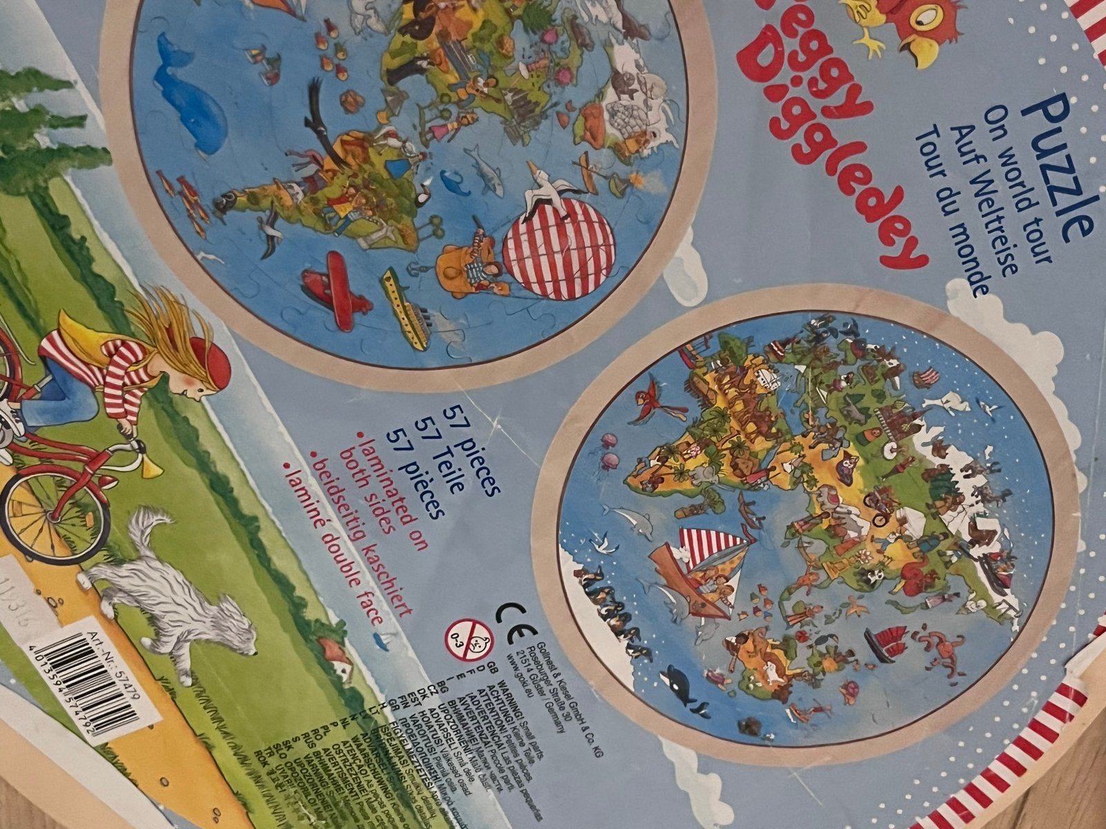 Peggy Diggledey Wereldkaart Puzzel - 57 Stukjes, Ophalen, Meer dan 50 stukjes, Gebruikt, 4 tot 6 jaar