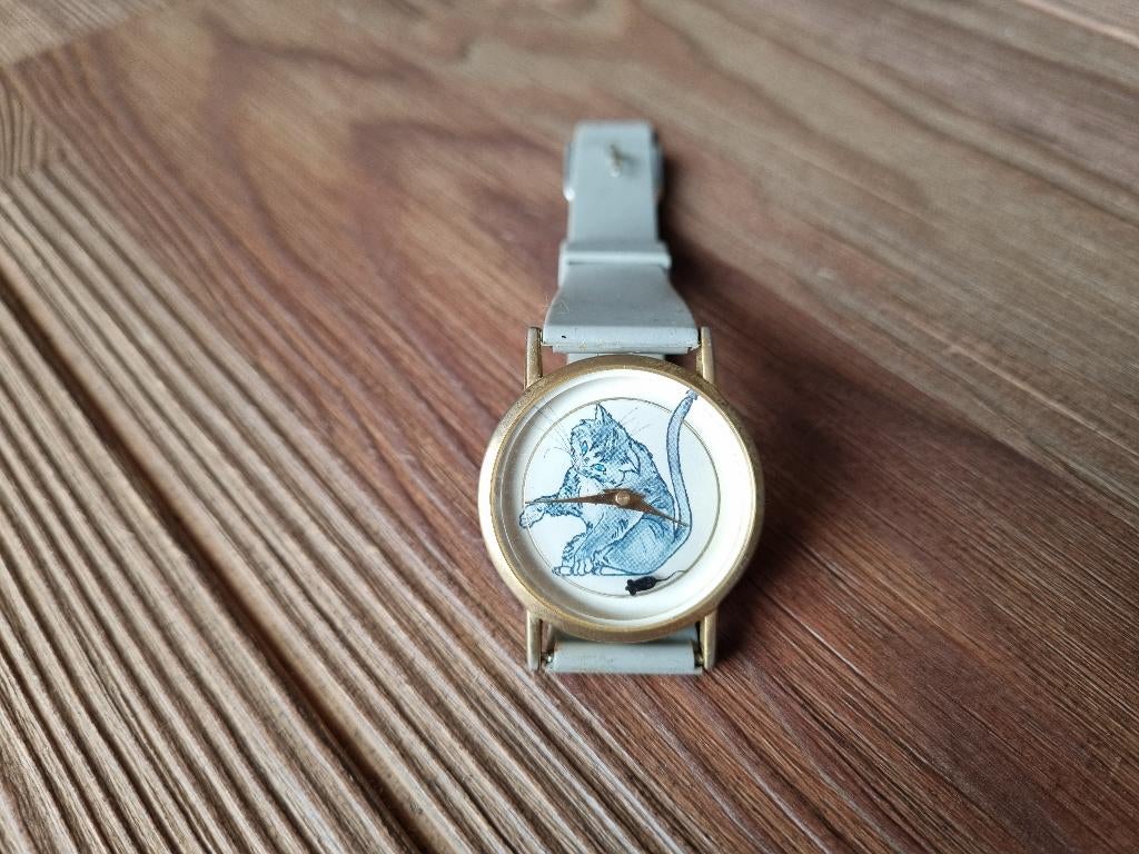 Leuke Vintage Horloges Katten Poezen Afbeeldingen Jaren 80, Overige merken, Overige materialen, Gebruikt, Verzenden