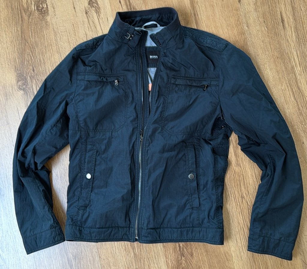 Donkerblauw heren Hugo BOSS jack, Kleding | Heren, Ophalen of Verzenden, Zo goed als nieuw, Maat 52/54 (L), Blauw