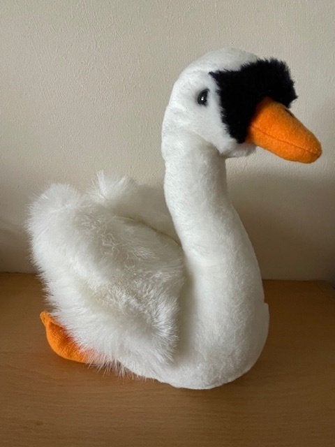 Zwanen Knuffel Pluche Zwaan, Als Nieuw, 22 cm, Hema, Overige karakters, Overige typen, Ophalen of Verzenden