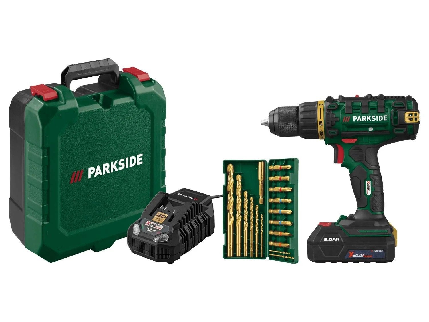 Parkside 20v accu boormachine met 2 ah accu en lader, Ophalen of Verzenden, Nieuw, Boor- en Schroefmachine, Variabele snelheid