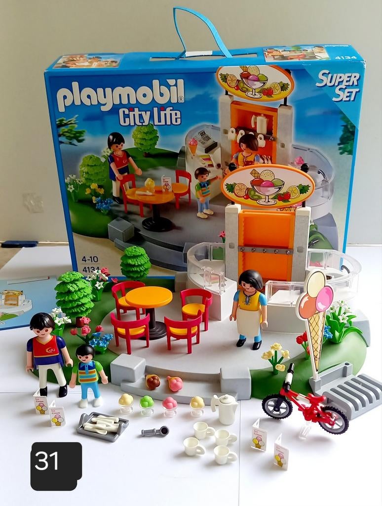 Playmobil City Life IJssalon Super Set 4134 compleet als, Ophalen of Verzenden, Zo goed als nieuw, Complete set