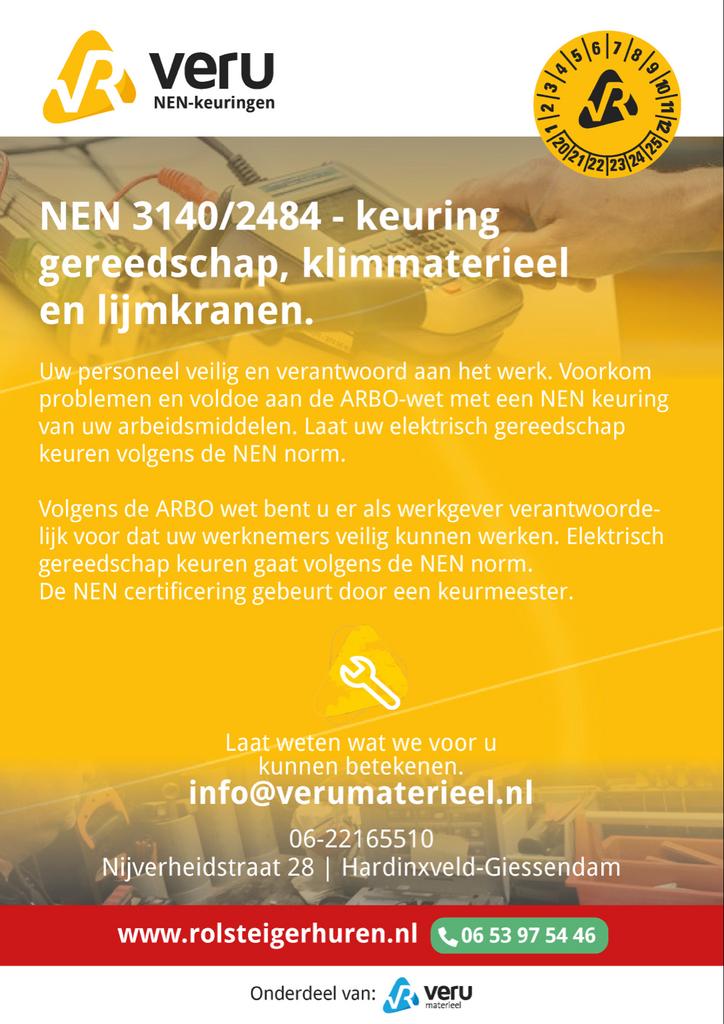 NEN3140 /arbeidsmiddelen / rolsteigers, Diensten en Vakmensen