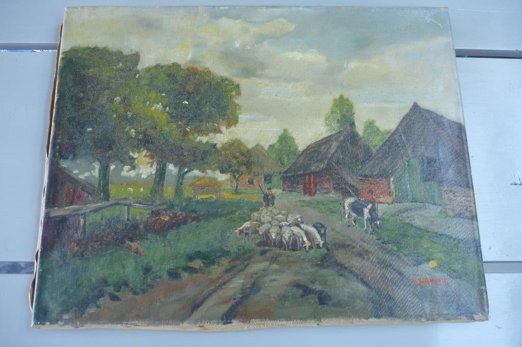Olieverf schilderij op doek  Gesigneerd B.Kleingeld. Drentsl, Antiek en Kunst, Ophalen of Verzenden