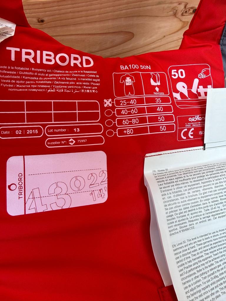 Tribord Zwemvest BA100 50N - Nieuwstaat, Ophalen of Verzenden, Zo goed als nieuw, Overige typen