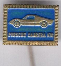 Porsche Carrera blauw op koper auto speldje ( D_199 ), Verzenden, Nieuw, Transport, Speldje of Pin