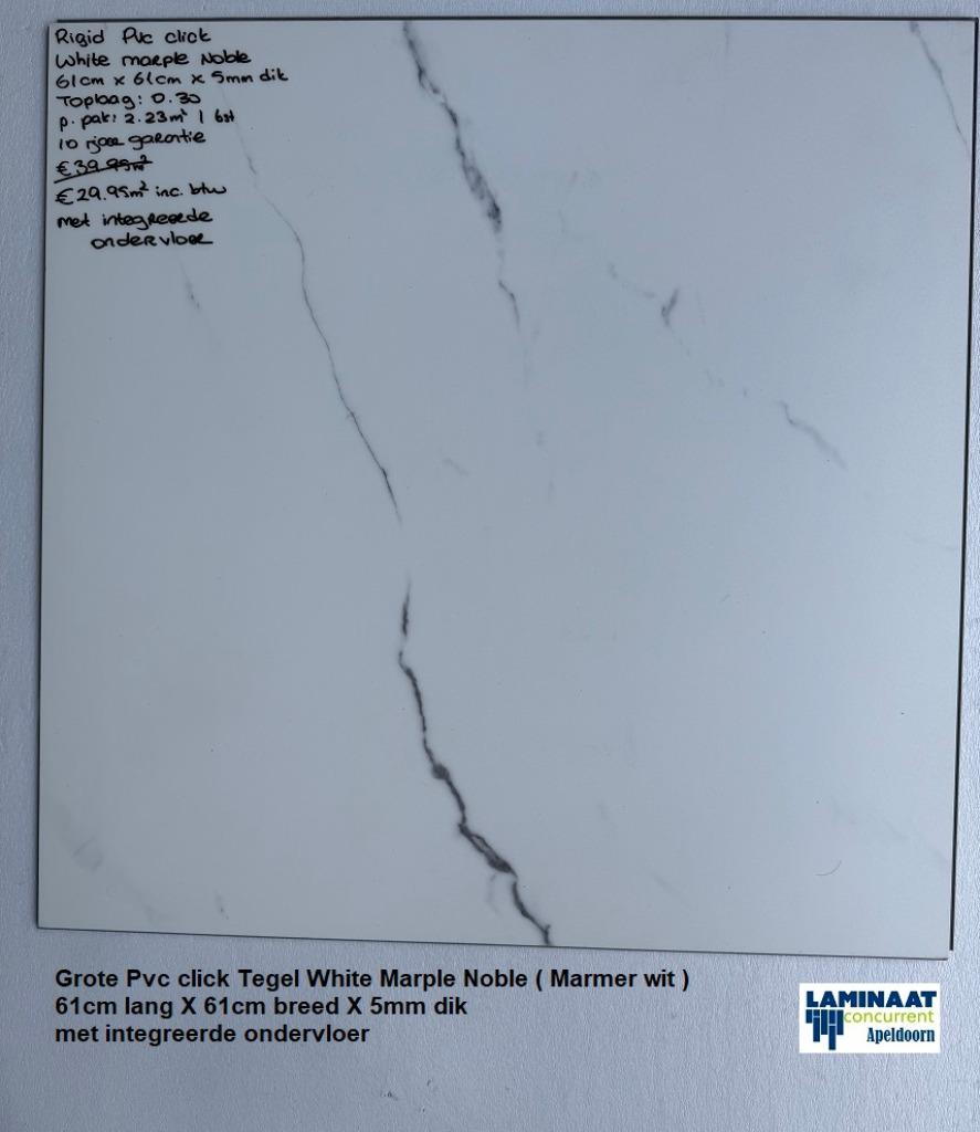 Grote Pvc click Tegel Carrara Marmer 61cm X 61cm €29,95p/m2