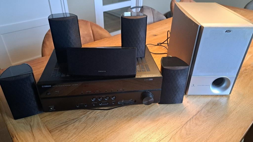 Yamaha HTR-3069 receiver met speakerset en JVC subwoofer, Ophalen, Gebruikt, 5.1-systeem
