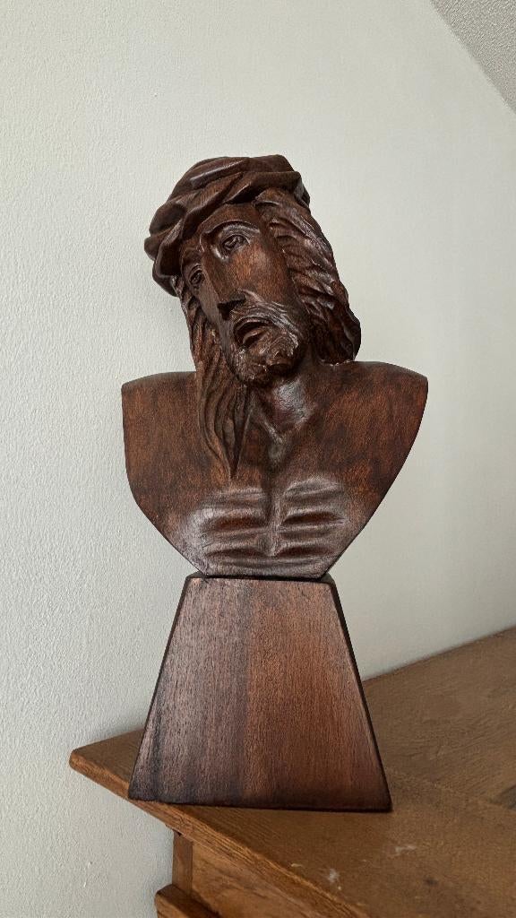 houtsnijwerk borstbeeld Jezus Christus, Antiek en Kunst, Ophalen