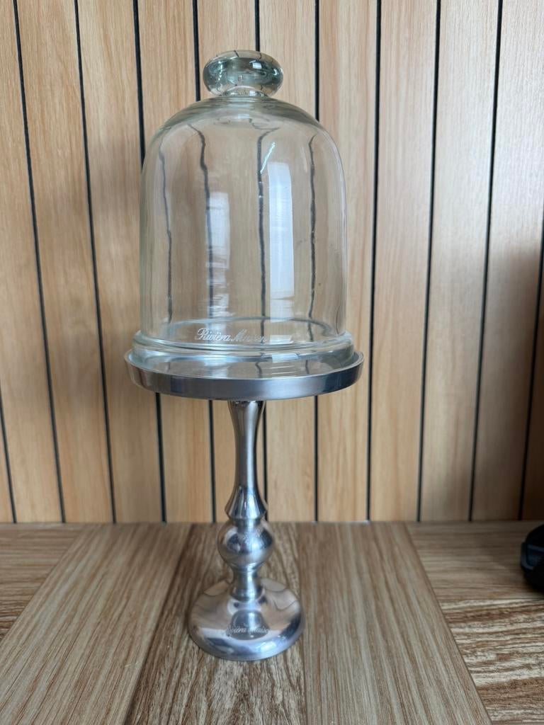 Riviera maison zilver standaard met stolp, Huis en Inrichting, Woonaccessoires | Stolpen, Ophalen, Zo goed als nieuw