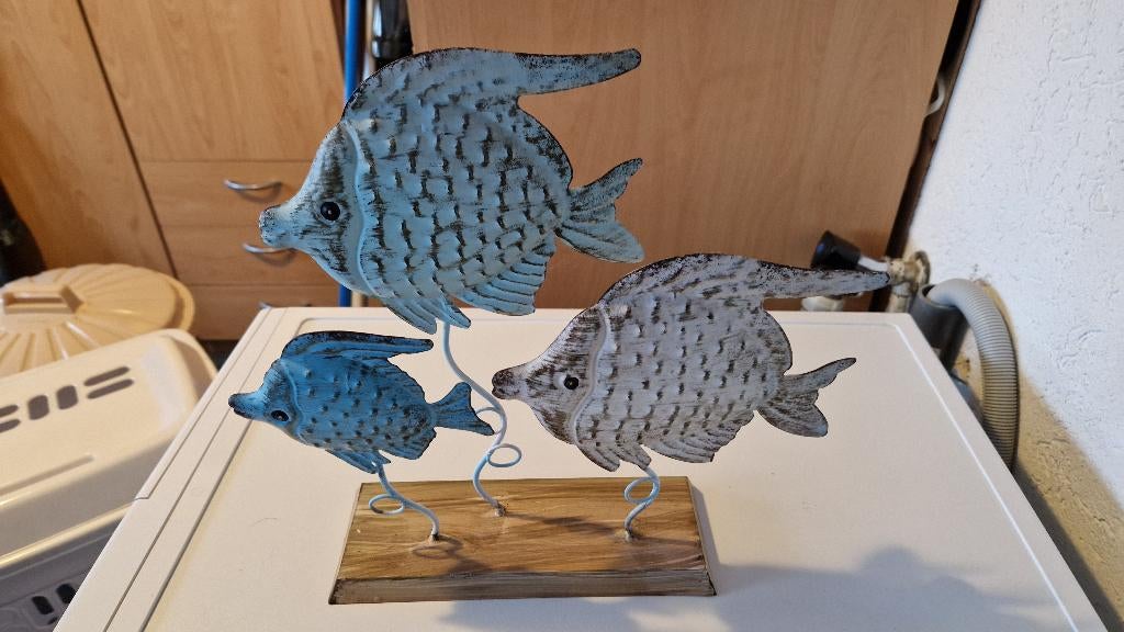 metalen vissen decoratie, Huis en Inrichting, Woonaccessoires | Overige, Ophalen of Verzenden, Zo goed als nieuw
