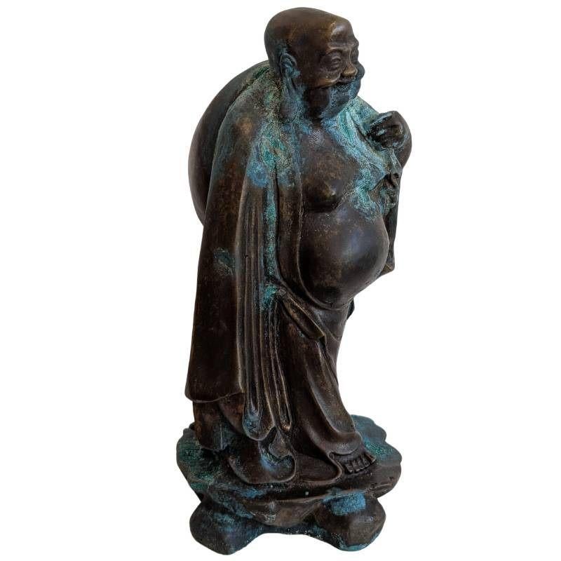 Antiek Chinees bronzen beeld van Hotei, Ophalen of Verzenden, Gebruikt