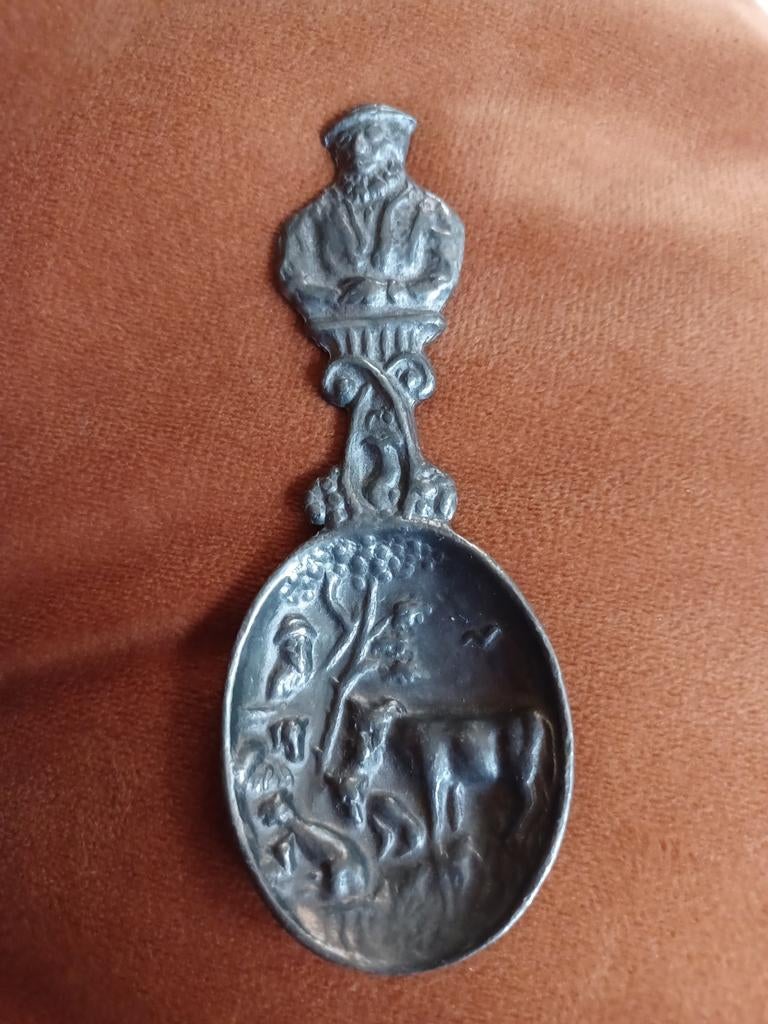 Oud hollandse lepel van tin uit tiel, Ophalen of Verzenden