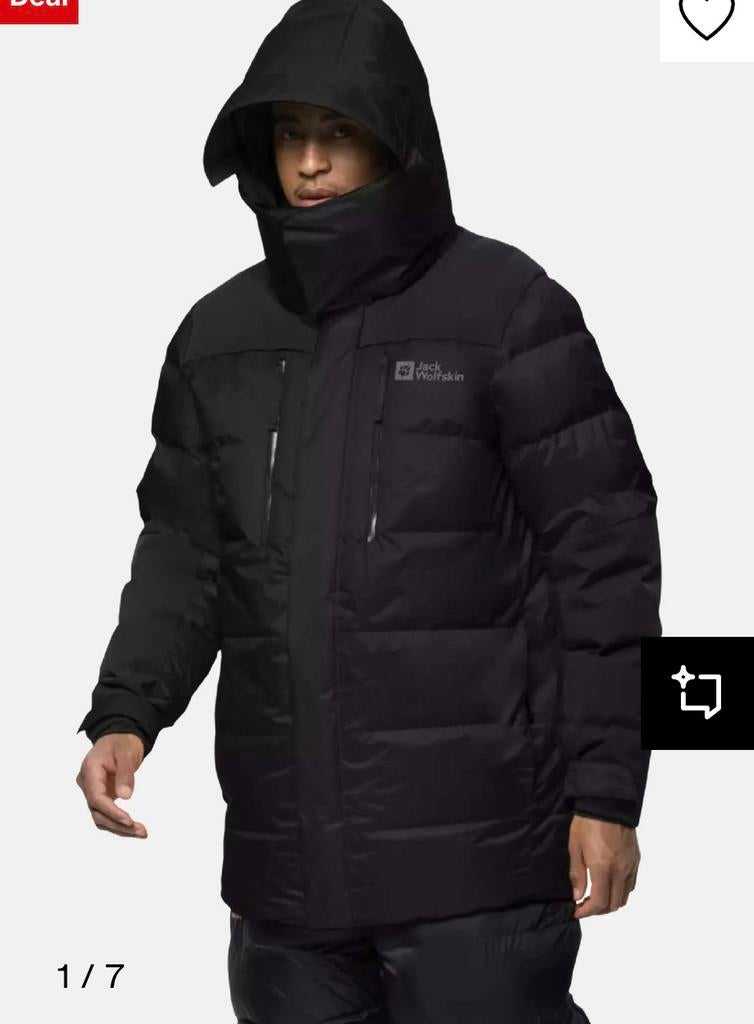 Jack Wolfskin heren Winterjas dons maat M, Ophalen, Zo goed als nieuw, Maat 48/50 (M), Zwart