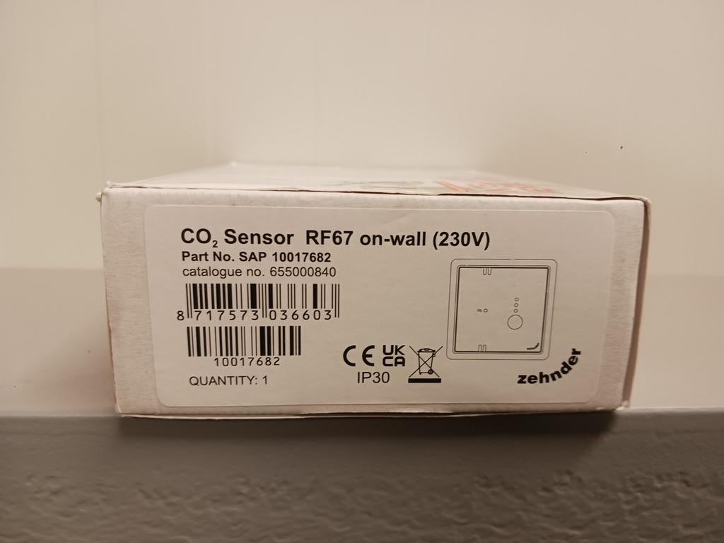 Zehnder ventilatie, co2 bediening, 230V,  RF67on wall, Nieuw, Ophalen of Verzenden, Nieuw, Afzuiger