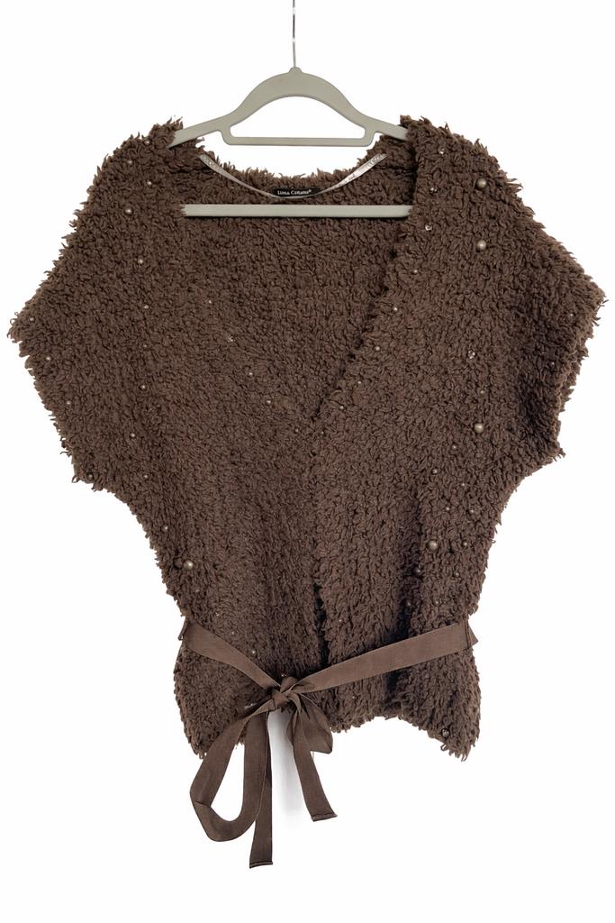 Luisa Cerano - teddy vest gilet S/M – wol/ kasjmier, Ophalen of Verzenden, Gedragen, Maat 38/40 (M), Bruin