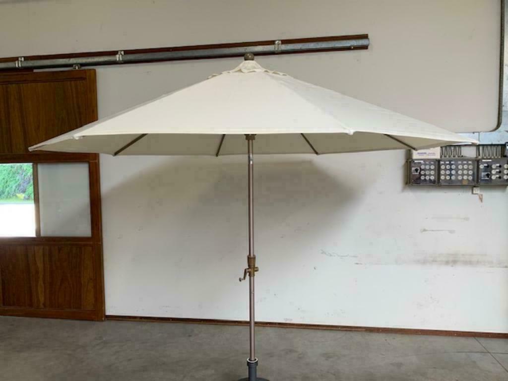 Kantelbare Horeca parasol 300 cm ecru-geel-groen luxe nieuw, Kantelbaar, Nieuw, Stokparasol, 2 tot 3 meter