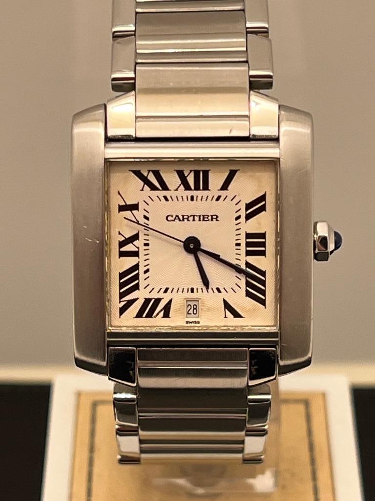 Cartier Tank Française 2302 Automaat Medium Staal, Sieraden, Tassen en Uiterlijk, Horloges | Dames, Overige merken, Staal, Gebruikt