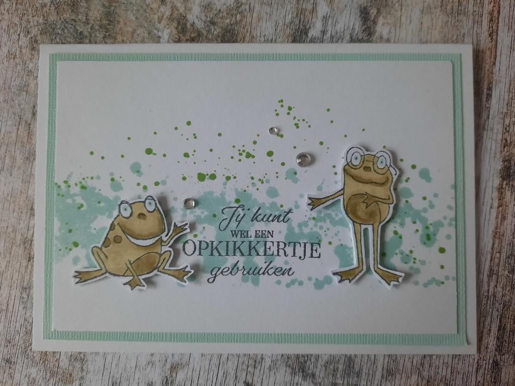 Kaart Stampin' Up! Opkikkertje met kikkertjes (beterschap), Ophalen of Verzenden, Nieuw, Overige thema's