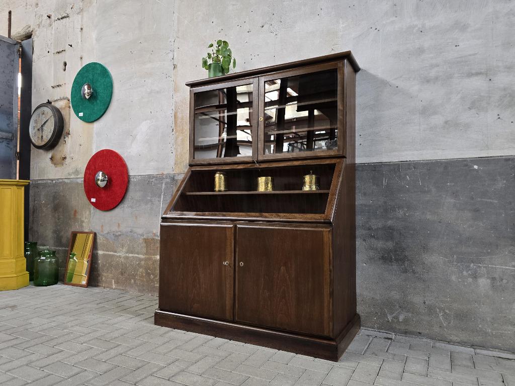 Jaren 50 Museum Vitrinekast | Vintage Vitrine Kast Duits, Huis en Inrichting, Kasten | Vitrinekasten, 100 tot 150 cm, Ophalen of Verzenden