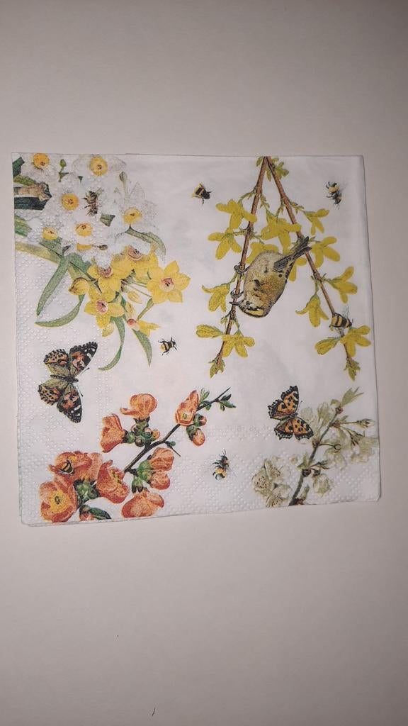 Servetten voor knutselen met bloemen en vlinders, Ophalen of Verzenden, Nieuw