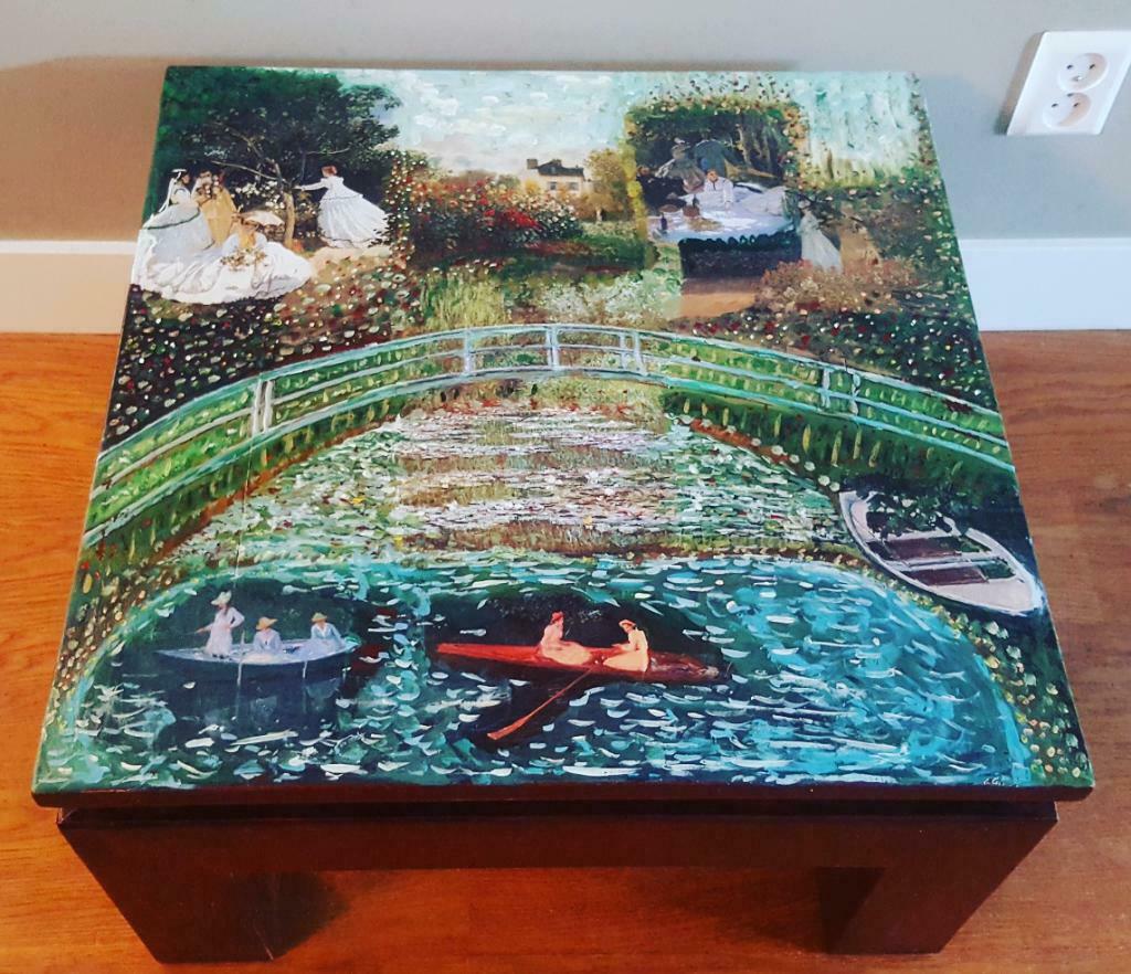 Kunst bijzettafel 'Brug over vijver', Ophalen, Minder dan 45 cm, Tafel, Vierkant