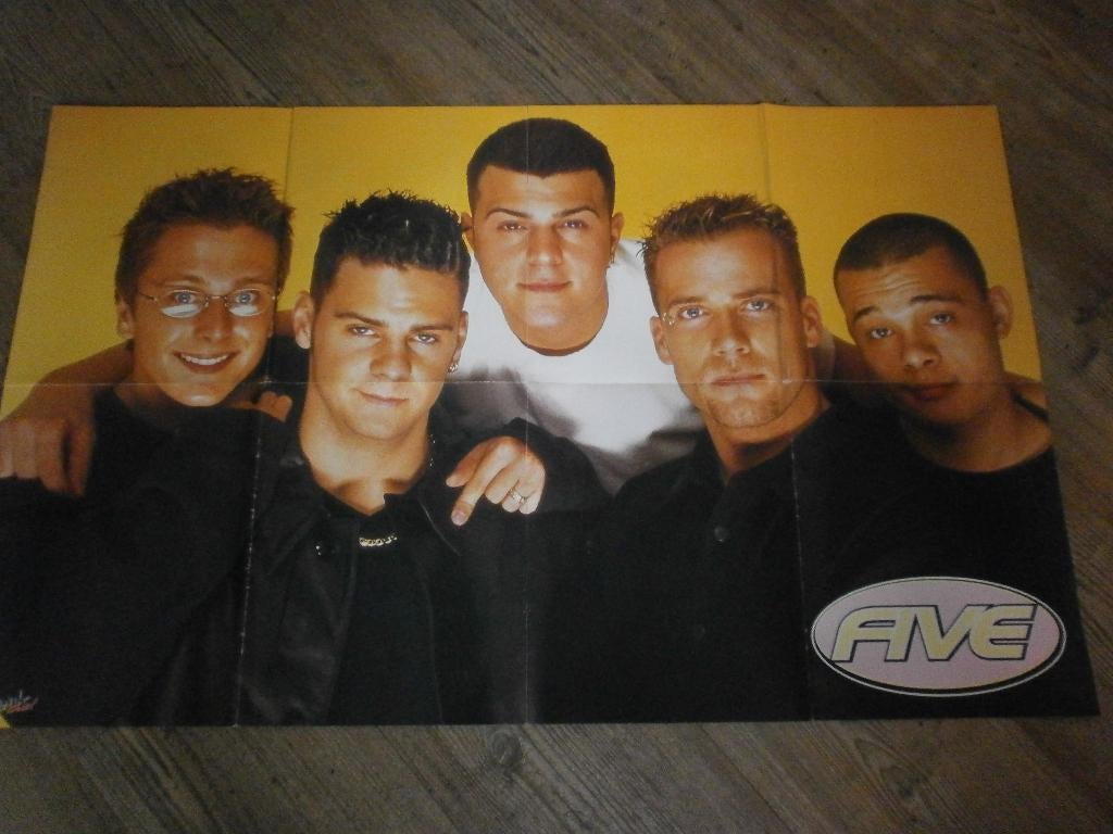 leuke xxl break out poster jaren 90  Boyband FIVE, Verzamelen, Verzenden, Zo goed als nieuw, Deurposter of groter, Muziek