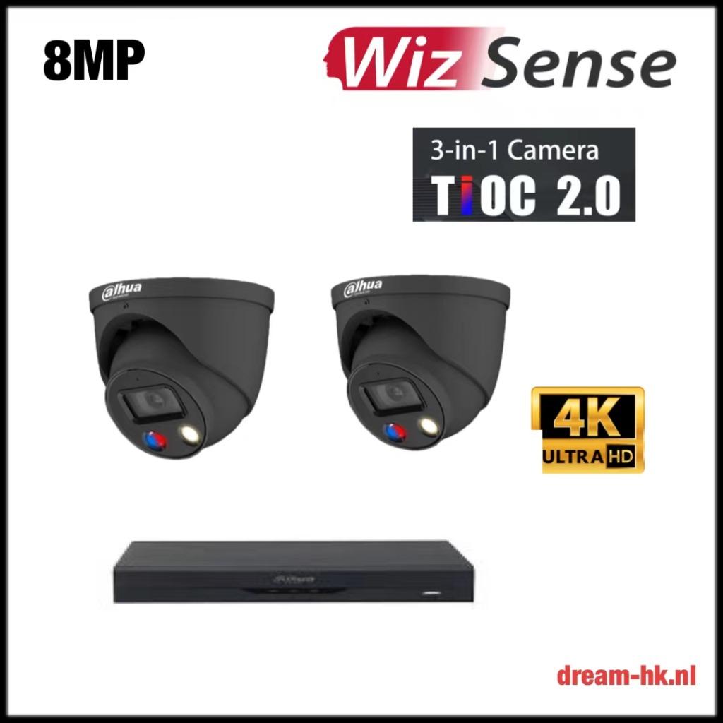 8MP Dahua Full-color systeem/4CH NVR+2x 8MP camera (Tioc2), Ophalen of Verzenden, Nieuw, Buitencamera