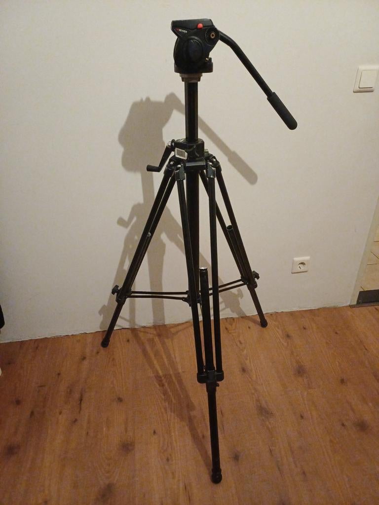 Manfrotto 028B Statief - Manfrotto 501HVD, Gebruikt, 175 cm of meer, Met balhoofd, Ophalen of Verzenden